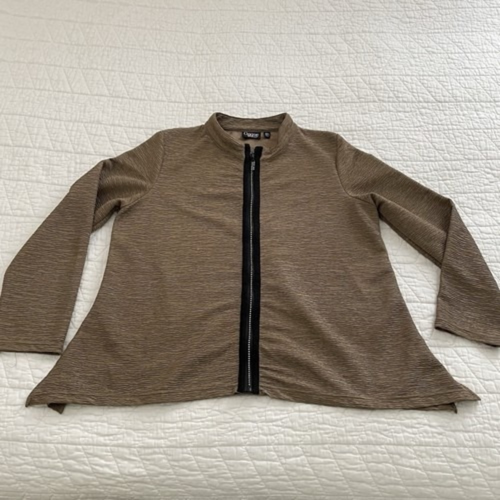 Ongue Casual Women's Brown Polyurethane Short Jacket Full Zip XL